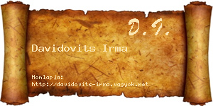 Davidovits Irma névjegykártya